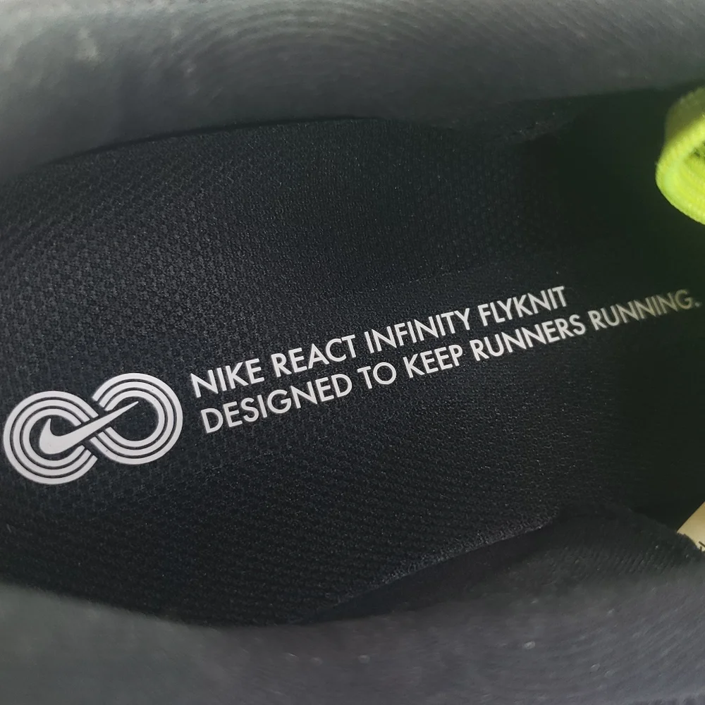Nike React Infinity Run FlyKnit 2 Volt Black Running Training Sneakers Men's 13